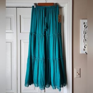 Tiered Turquoise Maxi Skirt